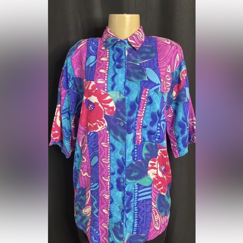 Vintage Bobbi Brooks Colorful Abstract Blouse